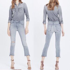 MOTHER Insider Crop Step Fray Jeans Best Left In The Shadows size 25